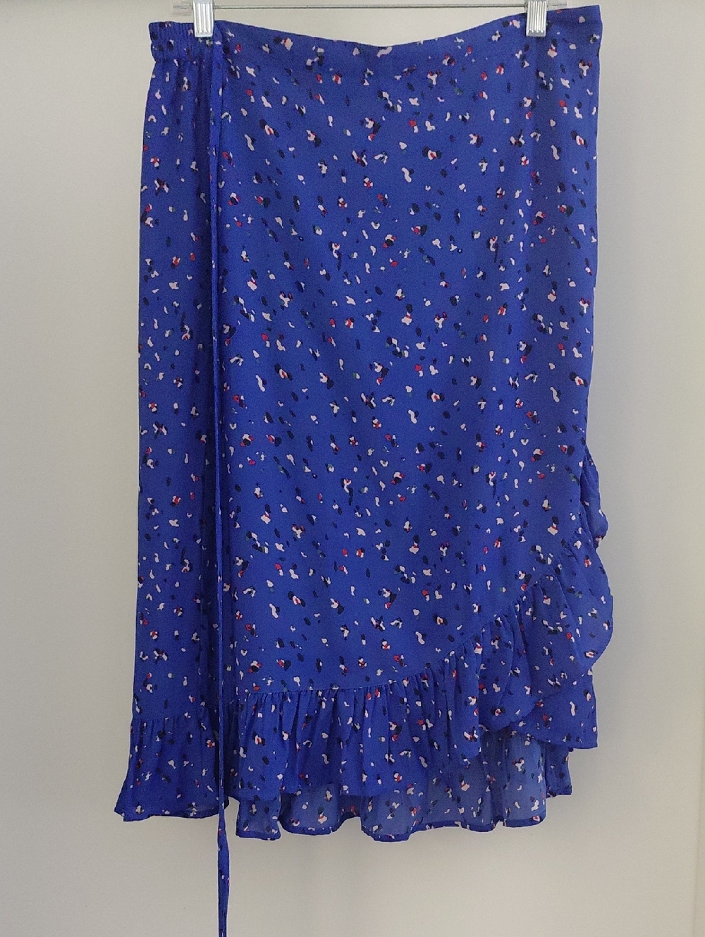 Blue Floral Ruffle Wrap Skirt